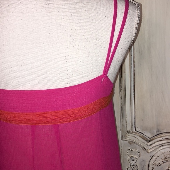 Rachel Rachel Roy Fuchsia With Orange Lace Accent Trim Spaghetti Strap Dress - Picture 7 of 11